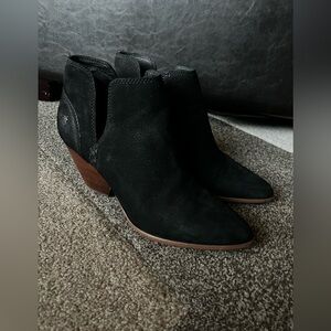 Frye‎ Reina Cut-Out Women's Suede Cowboy Ankle Bootie Black - 10